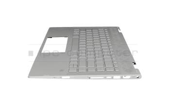 Keyboard incl. topcase DE (german) silver/silver with backlight original suitable for HP Pavilion x360 14-cd0100