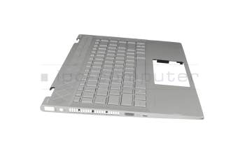 Keyboard incl. topcase DE (german) silver/silver with backlight original suitable for HP Pavilion x360 14-cd0300