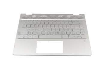 Keyboard incl. topcase DE (german) silver/silver with backlight original suitable for HP Pavilion x360 14-cd1700