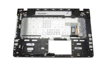 Keyboard incl. topcase FR (french) black/silver with backlight original suitable for Asus N76VB