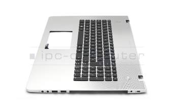 Keyboard incl. topcase FR (french) black/silver with backlight original suitable for Asus N76VZ