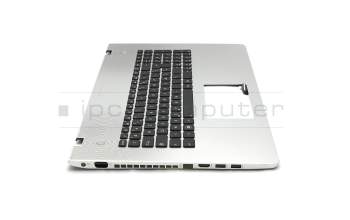 Keyboard incl. topcase FR (french) black/silver with backlight original suitable for Asus N76VZ