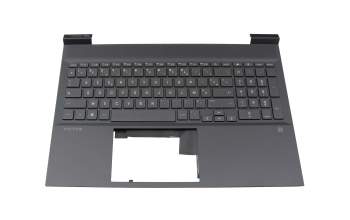 Keyboard incl. topcase FR (french) silver/black with backlight original suitable for HP Envy 17-ch0000