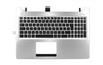 Keyboard incl. topcase SF (swiss-french) black/silver original suitable for Asus K56CB
