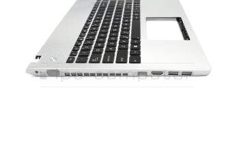Keyboard incl. topcase US (english) black/silver with backlight original suitable for Asus N56JN