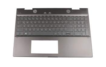 L32767-041 original HP keyboard incl. topcase DE (german) grey/grey with backlight