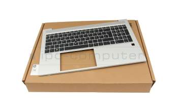 M35816-041 original HP keyboard incl. topcase DE (german) black/silver with backlight and mouse-stick