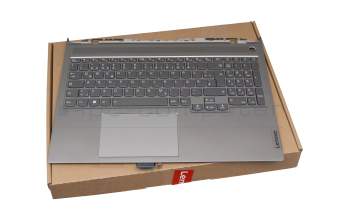 PK0900 original Lenovo keyboard incl. topcase DE (german) grey/grey with backlight