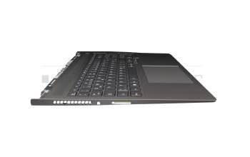 PK0900 original Lenovo keyboard incl. topcase DE (german) grey/grey with backlight