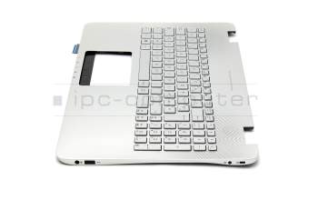 PK13183125S original Compal keyboard incl. topcase FR (french) silver/silver with backlight