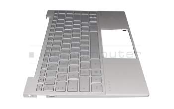 PK132V61A11 original HP keyboard incl. topcase DE (german) silver/silver with backlight