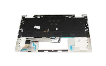 PK132YL1B11 original Compal keyboard incl. topcase DE (german) black/silver with backlight