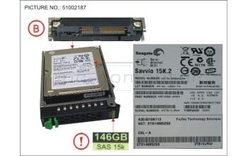 Fujitsu HD SAS 6G 146GB 15K HOT PL 2.5\' EP 300 for Fujitsu Primergy RX2520 M1
