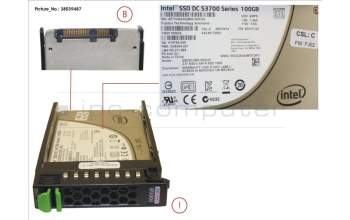 Fujitsu SSD SATA 6G 100GB MAIN 2.5\' H-P EP for Fujitsu Primergy RX2520 M1