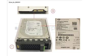 Fujitsu HD SAS 12G 4TB 7.2K 512E HOT PL 3.5\' BC for Fujitsu Primergy RX2530 M4