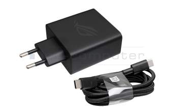 USB-C AC-adapter 65.0 Watt EU wallplug small incl. USB-C to USB-C Cable original incl. charging cable for Asus ROG Phone 5s (ZS676KS)