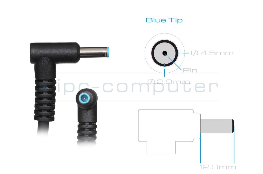 Chargeur Original HP H6Y89AA 65 Watts AC Tete Bleu + Cable Alim + Cone –  Ordicaz