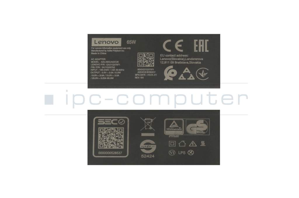 thumbnail image 2 of Lenovo ThinkPad T14 Gen 1 45W AC Adapter – Genuine OEM Power Charger, 20V 2.25A 2 of 5
