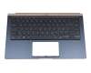 0KN1-5Z1GE13 original Pegatron keyboard incl. topcase DE (german) black/blue with backlight