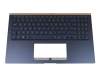0KN1-9D2GE16 original Pegatron keyboard incl. topcase DE (german) blue/blue with backlight