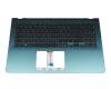 0KNB0-5610GE00 original Asus keyboard incl. topcase DE (german) black/turquoise with backlight