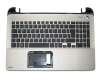 Keyboard incl. topcase DE (german) black/silver original suitable for Toshiba Satellite L50-B-1MQ