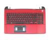 Keyboard incl. topcase DE (german) black/red original suitable for Toshiba Satellite L50-B-239