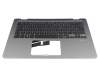 Keyboard incl. topcase DE (german) black/silver with backlight original suitable for Asus VivoBook Flip 14 TP410UA