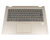Keyboard incl. topcase DE (german) grey/gold with backlight original suitable for Lenovo Yoga 520-14IKB (80X80098GE)