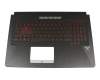Keyboard incl. topcase DE (german) black/red/black with backlight original suitable for Asus TUF FX705DY