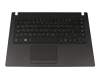 Keyboard incl. topcase DE (german) black/black with backlight original suitable for Acer TravelMate P2410-M