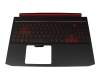 Keyboard incl. topcase DE (german) black/black/red with backlight original suitable for Acer Nitro 5 (AN515-54-57LV)