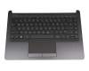 Keyboard incl. topcase DE (german) black/black original suitable for HP 14-ma0300