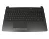Keyboard incl. topcase DE (german) black/black (brushed metal look) original suitable for HP 15-da0100