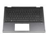 Keyboard incl. topcase DE (german) black/black with backlight original suitable for HP Pavilion x360 14-dh0000