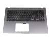 Keyboard incl. topcase DE (german) black/grey with backlight original suitable for Asus VivoBook 15 X509JA