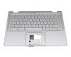 Keyboard DE (german) silver with backlight original suitable for Acer Chromebook Spin 514 (CP514-2H)