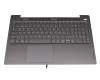 Keyboard incl. topcase DE (german) grey/grey with backlight original suitable for Lenovo IdeaPad 5-15ALC05 (82LN)