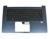 13N1-20A0D01 original Acer keyboard incl. topcase DE (german) black/blue with backlight