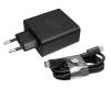 USB-C AC-adapter 65 Watt EU wallplug small incl. USB-C to USB-C Cable original incl. charging cable for Asus ROG Phone 5s (ZS676KS)