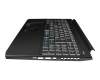 6BQAUN2014 original Acer keyboard incl. topcase DE (german) black/black with backlight (Connection cable 16mm)