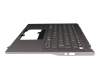 71003FBO02I original Compal keyboard incl. topcase DE (german) grey/grey with backlight
