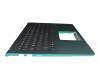 AEXKJG01110 original Asus keyboard incl. topcase DE (german) black/turquoise with backlight