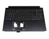 EC33H000400 original Acer keyboard incl. topcase DE (german) black/white/black with backlight (Connection cable 29mm)