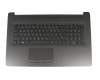 Keyboard incl. topcase DE (german) black/black (with TP/DVD, “black brushed” surface texture) original suitable for HP 17-ca1000