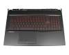 Keyboard incl. topcase DE (german) black/black with backlight Red backlight original suitable for MSI GL75 Leopard 10SFK/10SFSK (MS-17E7)