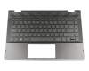 Keyboard incl. topcase DE (german) black/black with backlight original suitable for HP Pavilion x360 14-cd0700
