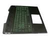 Keyboard incl. topcase DE (german) black/green/black with backlight original suitable for HP Pavilion Gaming 15-cx0000