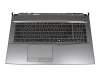 Keyboard incl. topcase DE (german) black/grey with backlight original suitable for MSI GP75 9SD/9SF (MS-17E2)