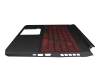 Keyboard incl. topcase DE (german) black/red/black with backlight (Geforce1650) original suitable for Acer Nitro 5 (AN515-55)